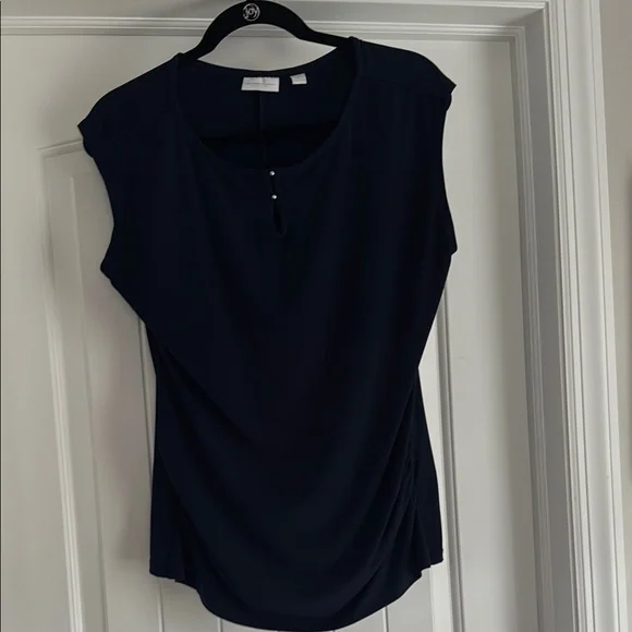 New York & Company Black Fitted Cap Sleeve Blouse - Picture 1 of 2